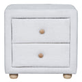 Teddy Fleece Nightstand With 2 Drawers, White White Mdf