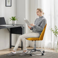 Sweetcrispy Armless Home Office Desk Chair with Wheels yellow-fabric