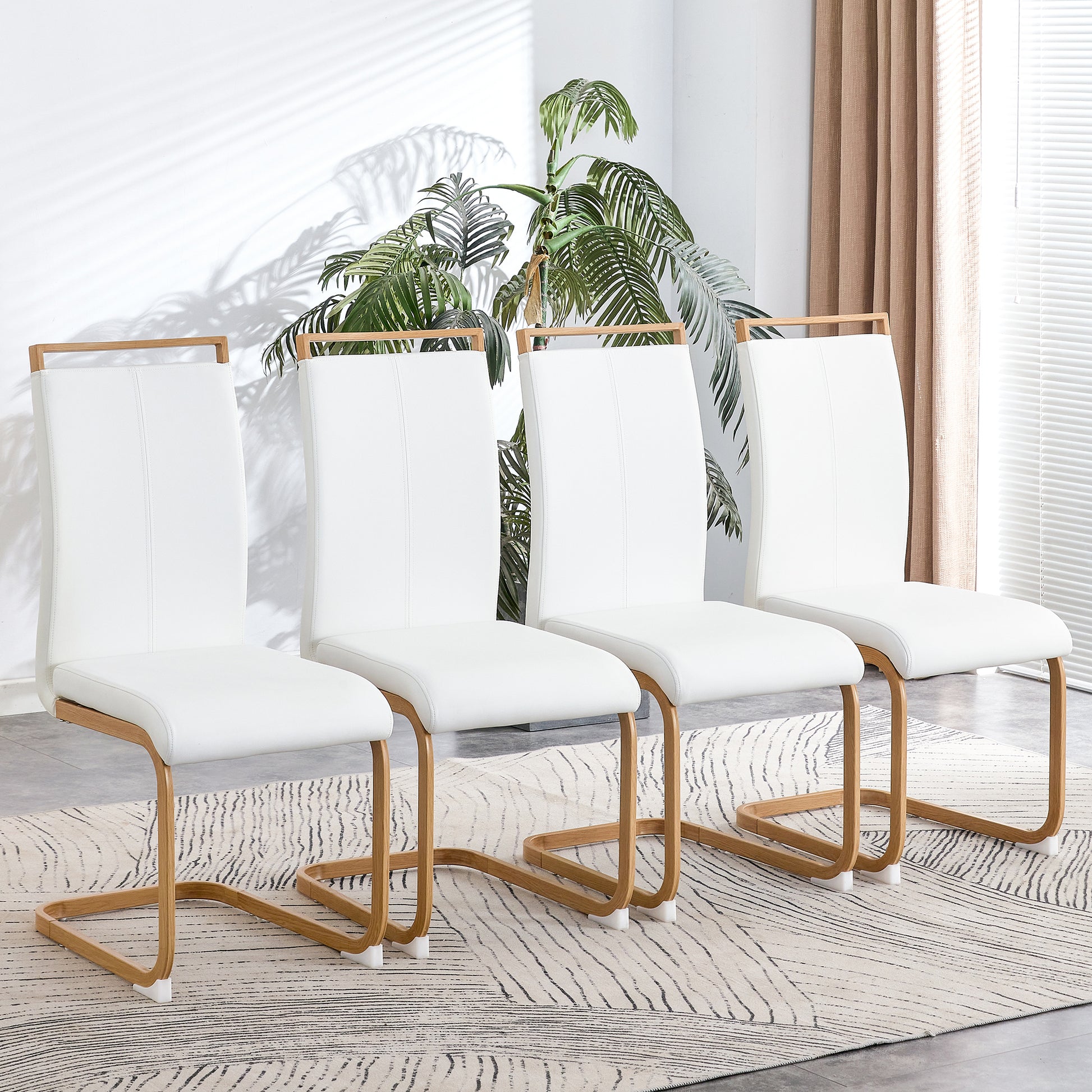 Modern Pu Leather High Back Cushioned Side Chair With Wooden C Tube Ch Modern Pu Leather High Back Cushioned Side Chair With Wooden C Tube Ch