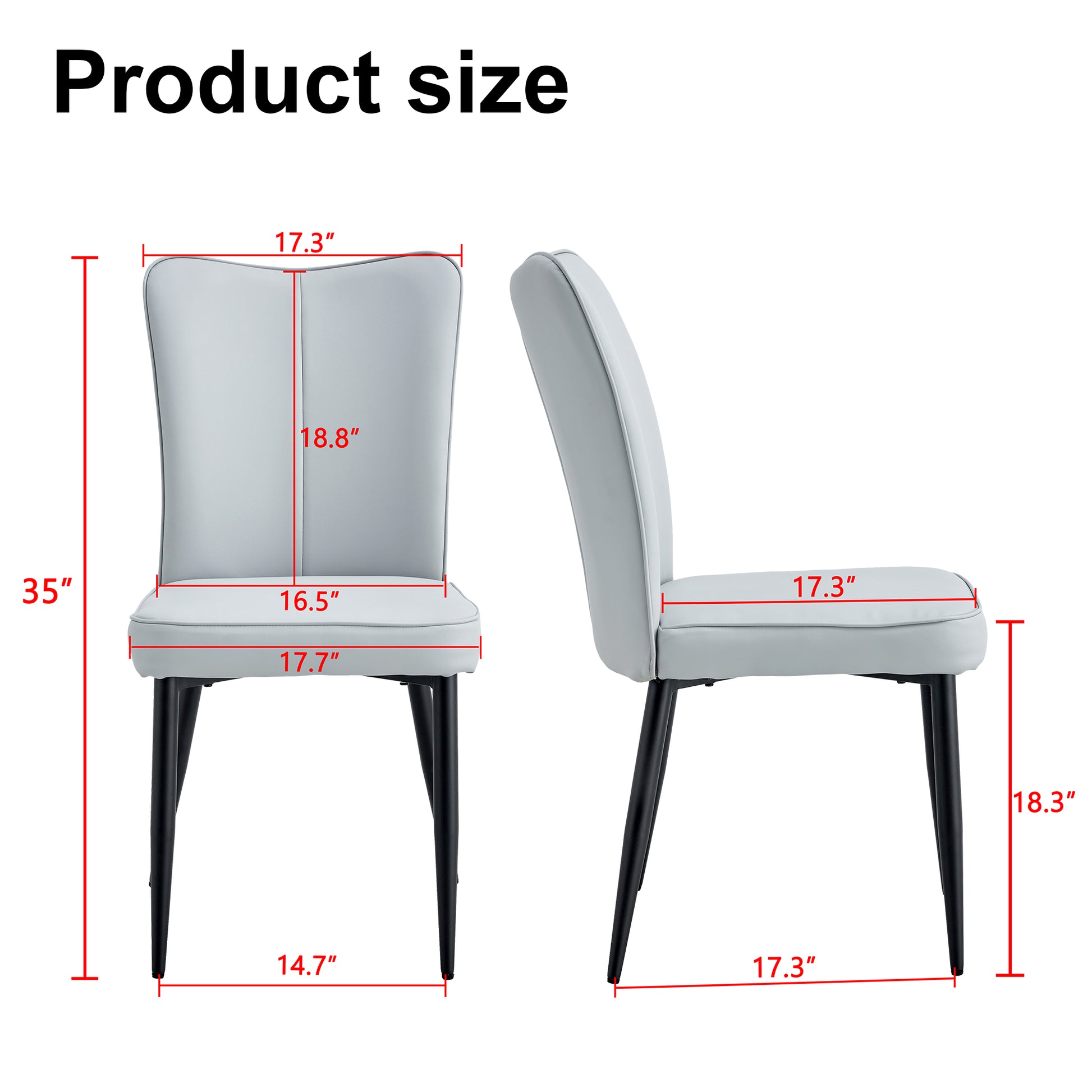 Modern Minimalist Dining Chairs And Office Chairs. 2 Piece Set Of Light Gray Pu Seats With Black Metal Legs. Suitable For Restaurants, Living Rooms, And Offices. C 008 Light Gray Pu