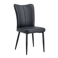 Modern Minimalist Dining Chairs, Black Pu Leather Curved Backrest And Seat Cushions, Black Metal Chair Legs, Suitable For Restaurants, Bedrooms, And Living Rooms. A Set Of 2 Chairs. 008 Black Pu