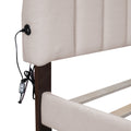 Teddy Fleece Queen Size Upholstered Platform Bed With 1 Nightstand, Beige Beige Fleece