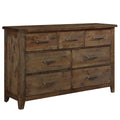 Classic Burnished Brown Dresser 1Pc Solid Rubberwood 7 Drawers Transitional Design Bedroom Furniture Rustic Look Brown Mix Bedroom Classic,Transitional Wood