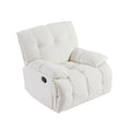 360 Degree Swivel Fabric Single Sofa Heavy Duty Reclining Chair For Living Room, Cream Cream Polyester 1 Seat