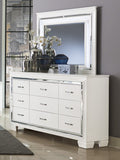 White Finish Dresser Bold Design 9 Drawers Glamorous Faux Alligator Textured Fronts Wooden Bedroom Furniture White Bedroom Contemporary,Glam,Modern Wood