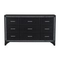 black glitter dresser Pearl Black Metallic Finish Dresser 1Pc 9 Drawers Silver Glitter Trim