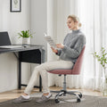 Sweetcrispy Armless Home Office Desk Chair with Wheels pink-fabric