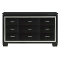 Black Finish Dresser Bold Desing 9 Drawers Glamorous Faux Alligator Textured Fronts Wooden Bedroom Furniture Black Bedroom Contemporary,Glam,Modern Wood