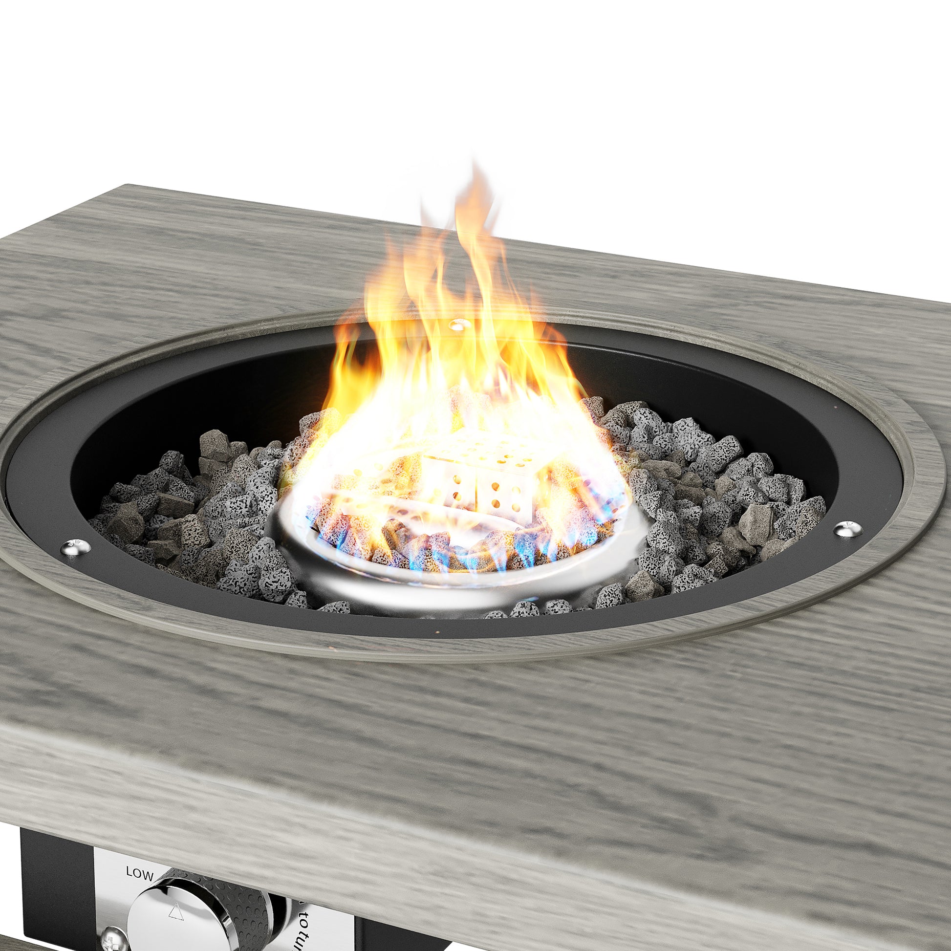 3 In 1 Coffee Table With Ice Bucket And Fire Pit Gray Gray Aluminium