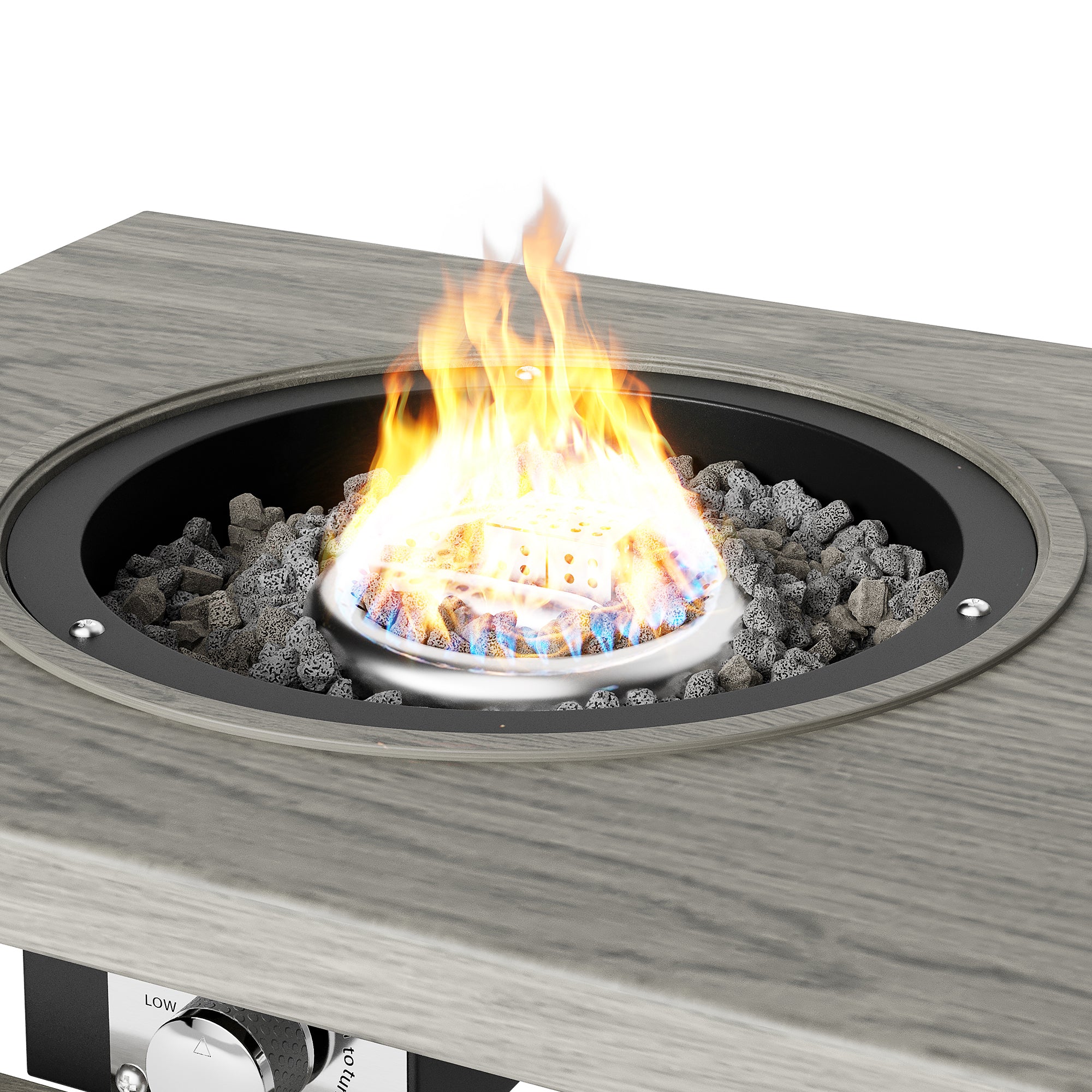 3 in 1 Coffee Table with Ice Bucket and Fire Pit Gray gray-aluminium