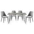 Modern Sleek Design 5Pc Dining Set Table And 4X Side Chairs Gray Velvet Casual Metal Frame Stylish Dining Furniture Wood Gray Dining Room 60 Inches Casual,Modern Rectangular Dining Table With Chair