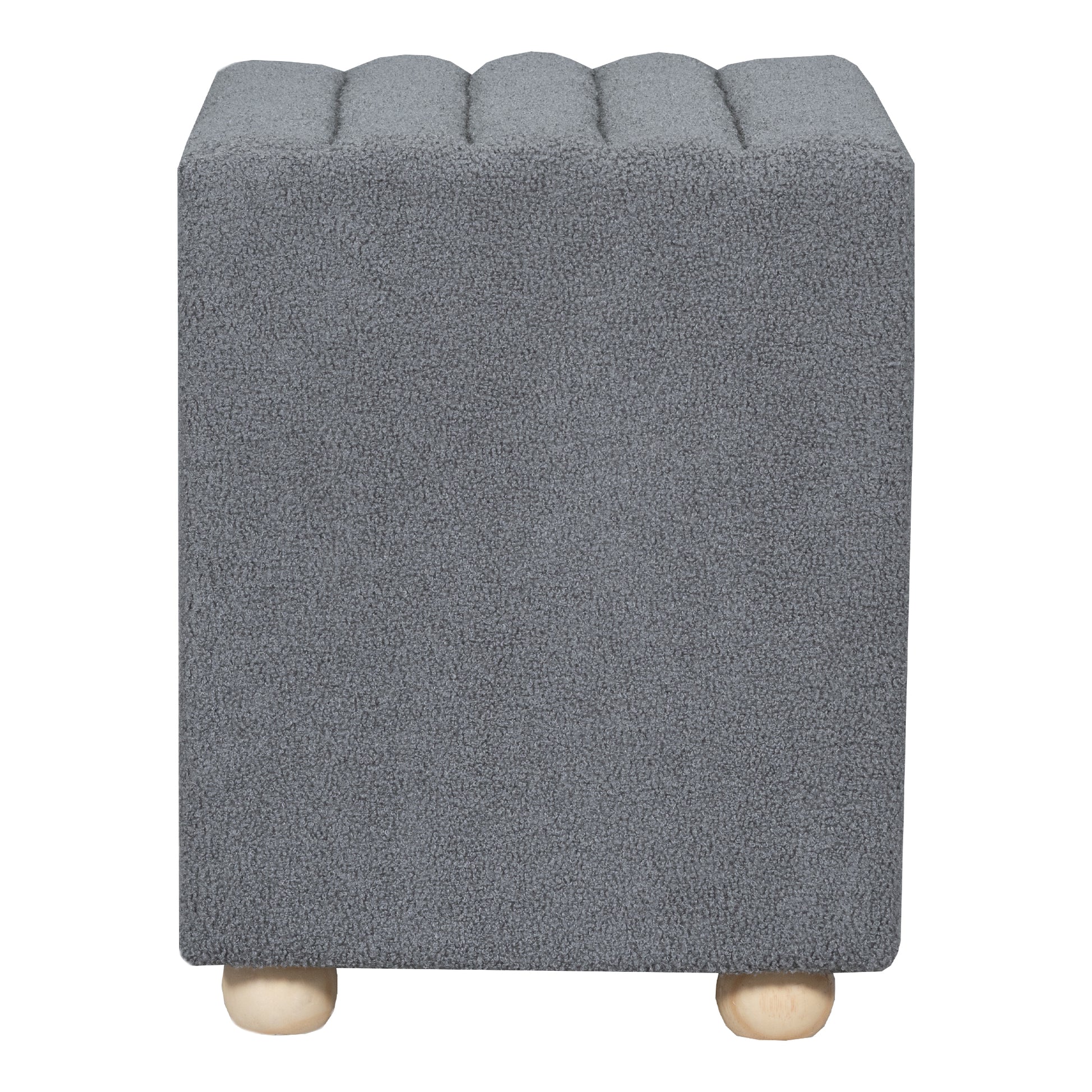 Teddy Fleece Nightstand With 2 Drawers, Gray Gray Mdf