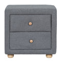 Teddy Fleece Nightstand With 2 Drawers, Gray Gray Mdf