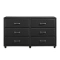 Contemporary Design Black Dresser 1Pc 6X Drawers Faux Leather Upholstery Plywood Engineered Wood Black Bedroom Contemporary,Modern Wood