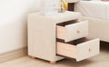 Teddy Fleece Nightstand With 2 Drawers, Beige Beige Mdf