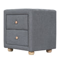 Teddy Fleece Nightstand With 2 Drawers, Gray Gray Mdf