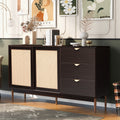 Featured Two Door Storage Cabinet With Three Drawers And Metal Handlessuitable For Corridors, Entrances, Living Rooms, And Study 3 4 Drawers Brown Primary Living Space Drawers Included Mdf