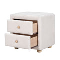 Teddy Fleece Nightstand With 2 Drawers, Beige Beige Mdf