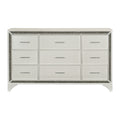 Pearl White Metallic Finish Dresser 1Pc 9 Drawers Silver Glitter Trim Modern Bedroom Furniture White Bedroom Contemporary,Glam,Modern Wood