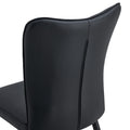 Modern Minimalist Dining Chairs, Black Pu Leather Curved Backrest And Seat Cushions, Black Metal Chair Legs, Suitable For Restaurants, Bedrooms, And Living Rooms. A Set Of 2 Chairs. 008 Black Pu