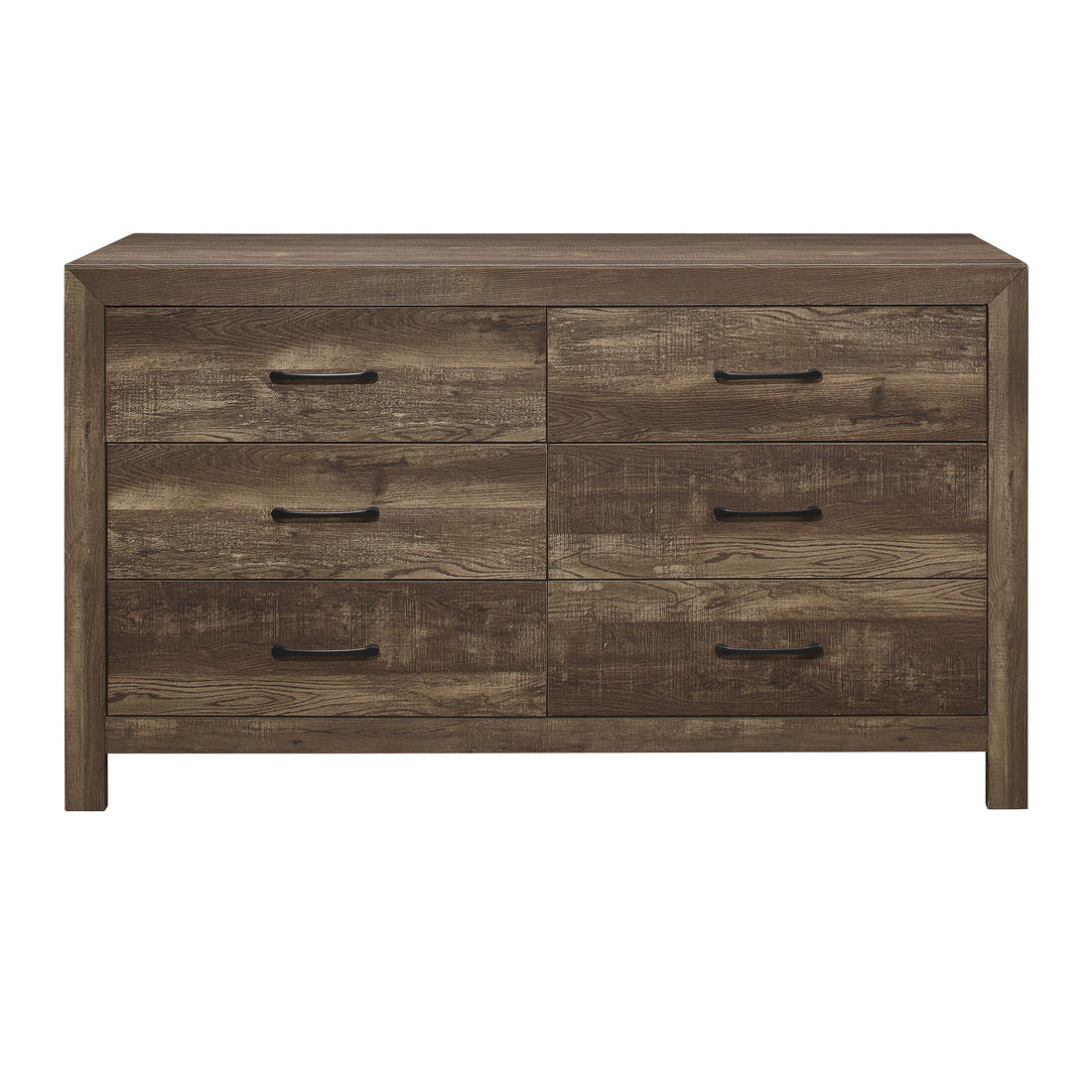 Rustic Brown Finish 1Pc Dresser Black Handles Wooden Funiture Rustic Style Brown Mix Bedroom Rustic Wood