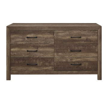 Rustic Brown Finish 1Pc Dresser Black Handles Wooden Funiture Rustic Style Brown Mix Bedroom Rustic Wood