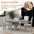 Retro 5 Piece Dining Set Extendable Round Table And 4 Chairs For Kitchen Dining Room Antique Gray Oak Antique Gray Mdf