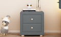 Teddy Fleece Nightstand With 2 Drawers, Gray Gray Mdf