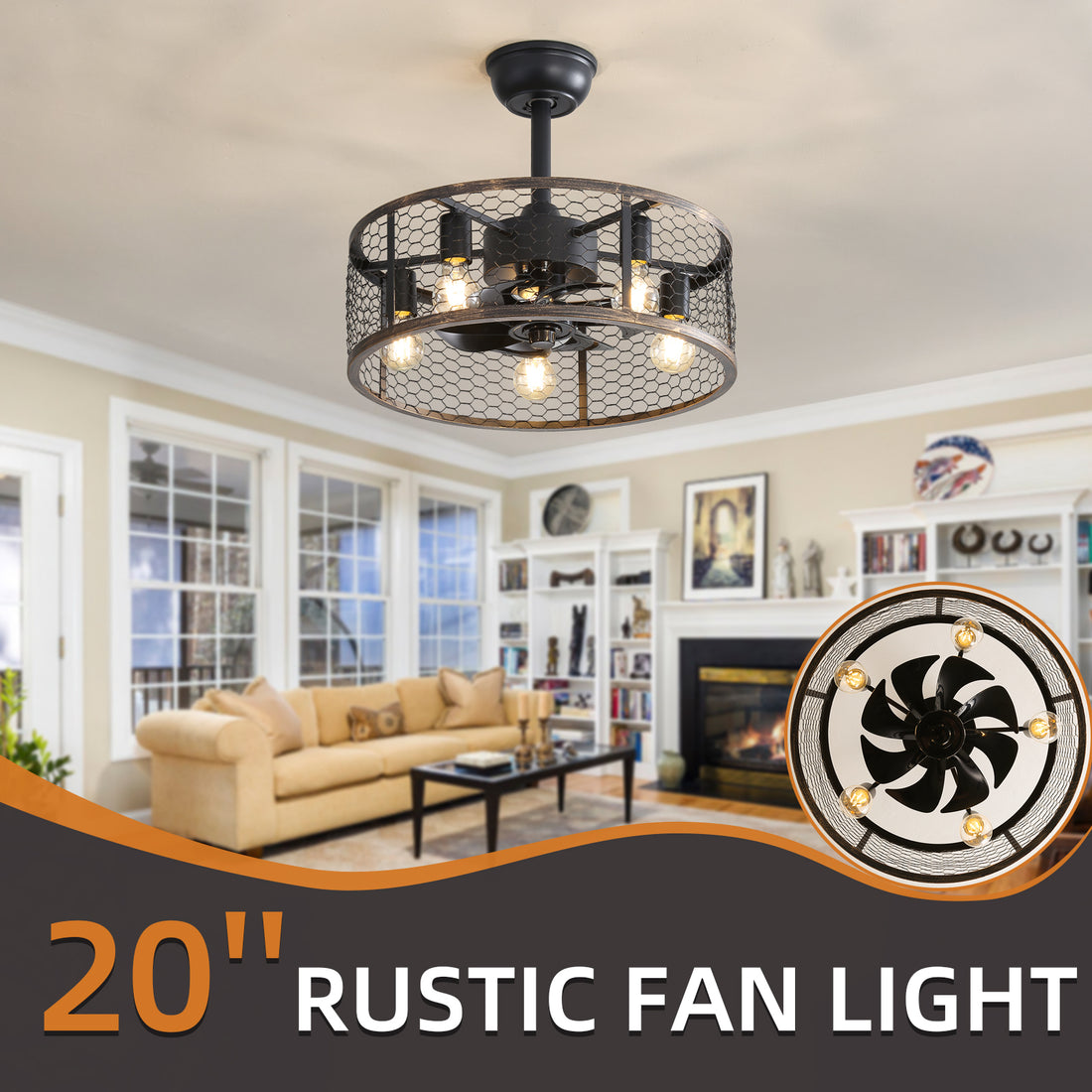 19.7In Classic Ceiling Fan with Light Note:No