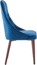 High Class Tall Back Arm Velvet Upholstered Chair With Metal Legs For Kitchen, Dining Room, Living Room Blue, Single Chair Blue Luxury,Modern Arm Chair Solid Back Metal