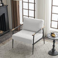 Modern Chic Accent Chair With Metal Frameupholstered Chenille Living Room Chair With Removable Seat And Back Cushion, Comfy Reading Chair For Bedroom, White White Chenille