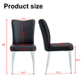 Modern Minimalist Dining Chairs, Black Pu Leather Curved Backrest And Cushion, Black Metal Semi Matte Chair Legs, Suitable For Restaurants, Bedrooms, And Living Rooms. A Set Of 2 Chairs.008 Black Pu