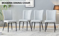 Modern Minimalist Dining Chairs And Office Chairs. 4 Piece Set Of Light Gray Pu Seats With Black Metal Legs. Suitable For Restaurants, Living Rooms, And Offices. C 008 Light Gray Pu