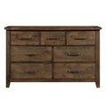 Classic Burnished Brown Dresser 1Pc Solid Rubberwood 7 Drawers Transitional Design Bedroom Furniture Rustic Look Brown Mix Bedroom Classic,Transitional Wood