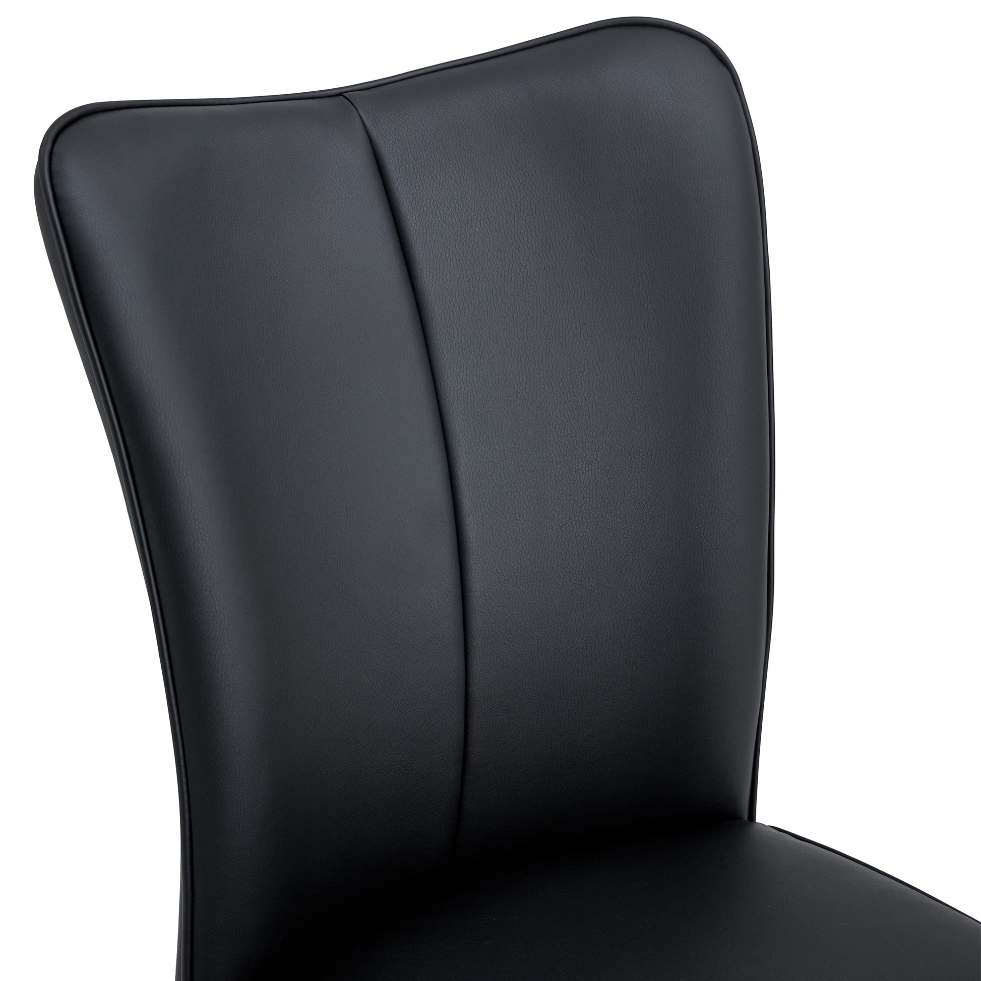 Modern Minimalist Dining Chairs, Black Pu Leather Curved Backrest And Seat Cushions, Black Metal Chair Legs, Suitable For Restaurants, Bedrooms, And Living Rooms. A Set Of Four Chairs. 008 Black Pu