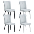 Modern Minimalist Dining Chairs And Office Chairs. 4 Piece Set Of Light Gray Pu Seats With Black Metal Legs. Suitable For Restaurants, Living Rooms, And Offices. C 008 Light Gray Pu