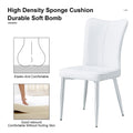 Modern Minimalist Dining Chairs, Office Chairs. 2 Piece Set Of White Pu Seats With Silver Metal Legs. Suitable For Restaurants, Living Rooms, And Offices. C 008 White Pu