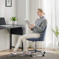 Sweetcrispy Armless Home Office Desk Chair with Wheels blue-fabric