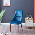 High Class Tall Back Arm Velvet Upholstered Chair With Metal Legs For Kitchen, Dining Room, Living Room Blue, Single Chair Blue Luxury,Modern Arm Chair Solid Back Metal