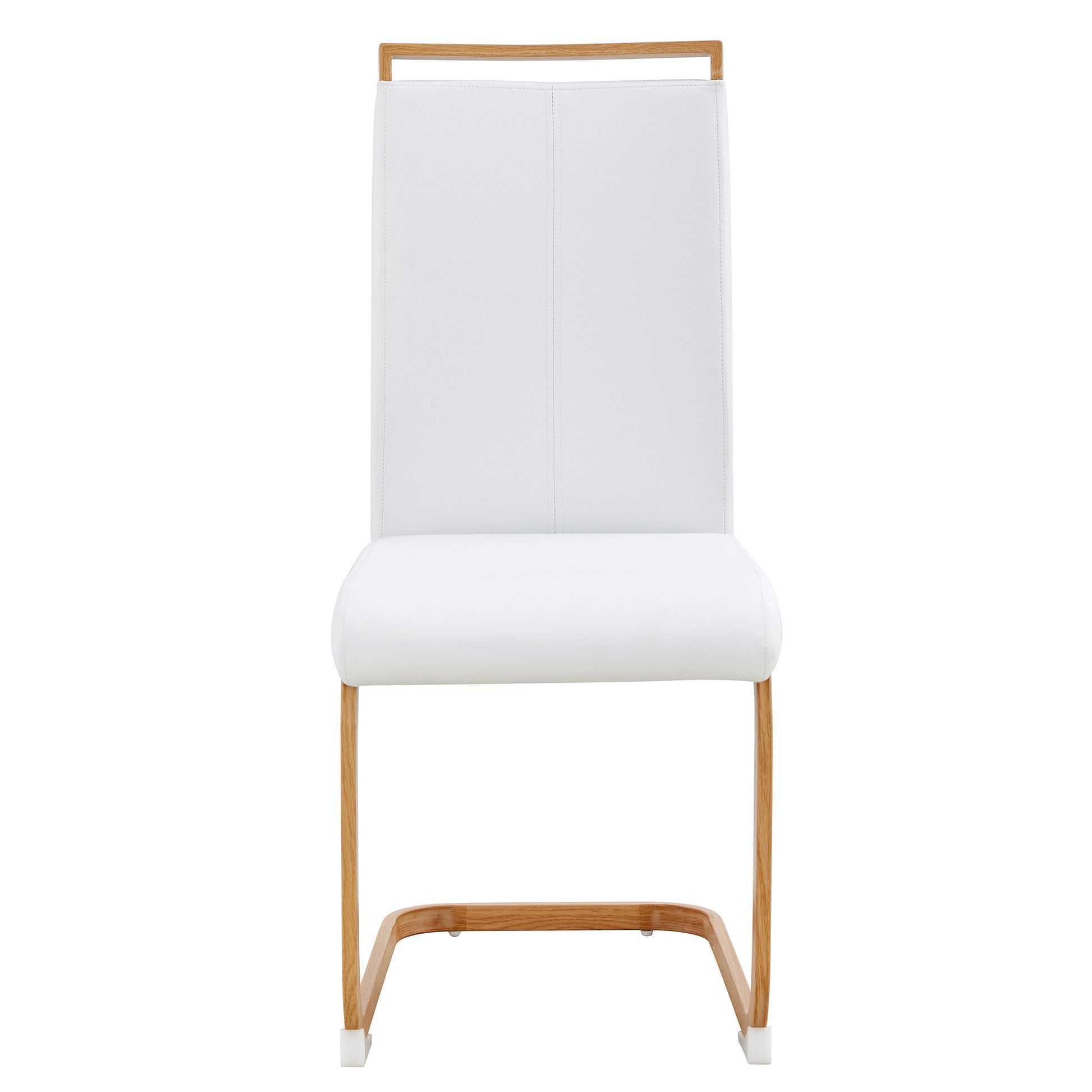 Modern Pu Leather High Back Cushioned Side Chair With Wooden C Tube Chrome Metal Legs, Suitable For Dining, Kitchen, Dressing Table, Terrace, Guest Office Chairs Set Of 4 White Pu 1162 White Foam Pu