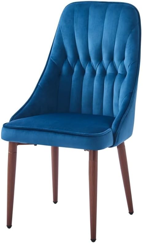 High Class Tall Back Arm Velvet Upholstered Chair With Metal Legs For Kitchen, Dining Room, Living Room Blue, Single Chair Blue Luxury,Modern Arm Chair Solid Back Metal