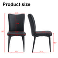 Modern Minimalist Dining Chairs, Black Pu Leather Curved Backrest And Seat Cushions, Black Metal Chair Legs, Suitable For Restaurants, Bedrooms, And Living Rooms. A Set Of Four Chairs. 008 Black Pu