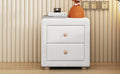 Teddy Fleece Nightstand With 2 Drawers, White White Mdf