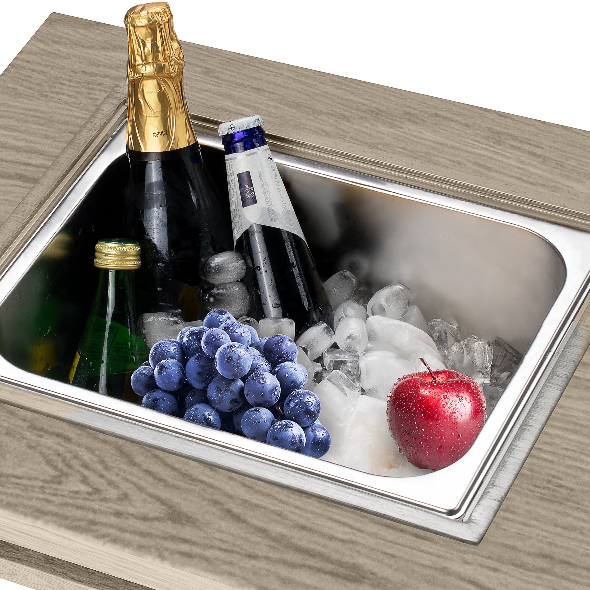 3 In 1 Coffee Table With Ice Bucket And Fire Pit Beige Beige Aluminium