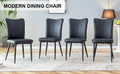 Modern Minimalist Dining Chairs, Black Pu Leather Curved Backrest And Seat Cushions, Black Metal Chair Legs, Suitable For Restaurants, Bedrooms, And Living Rooms. A Set Of Four Chairs. 008 Black Pu