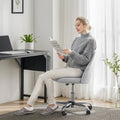 Sweetcrispy Armless Home Office Desk Chair With Wheels Adjustable Swivel Task Computer Vanity Chair For Small Spaces Gray Fabric