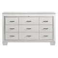 White Finish Dresser Bold Design 9 Drawers Glamorous Faux Alligator Textured Fronts Wooden Bedroom Furniture White Bedroom Contemporary,Glam,Modern Wood