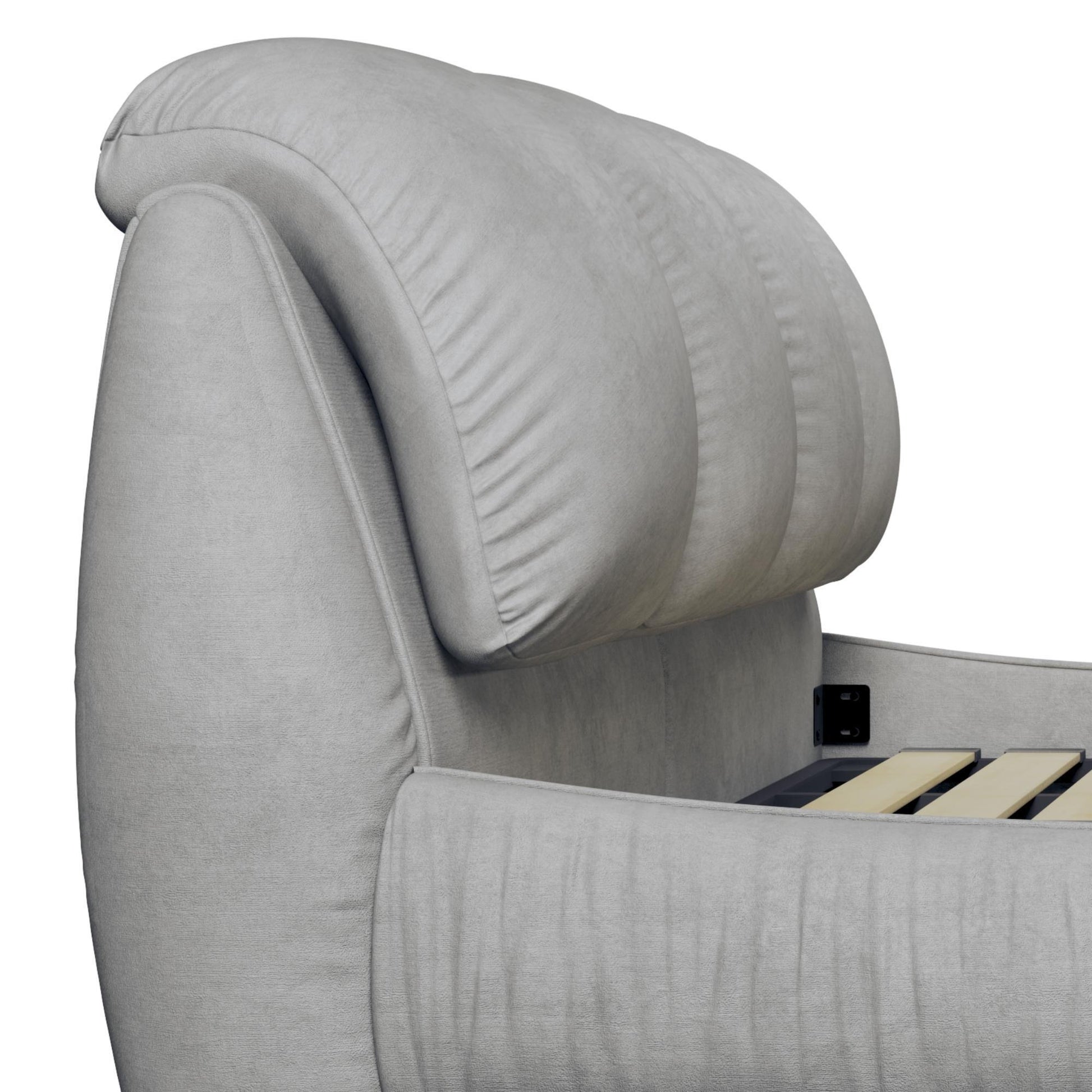 Queen Size Upholstered Platform Bed With Oversized Padded Backrest, Thickening Pinewooden Slats And Solid Wood Leg,Grey Queen Grey Pine Solid Wood