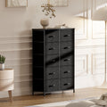 Sweetcrispy Dresser For Bedroom Storage Drawers, Fabric Storage Tower With 10 Drawers Sturdy Metal Frame Black Metal