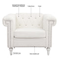 1 Seater Sofa For Living Room White Fabric